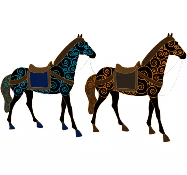 Patterned Horses Wall Sticker - TenStickers