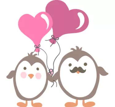 Penguins with Love Balloons Kids Sticker - TenStickers