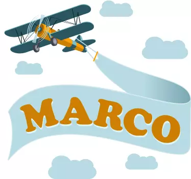 Personalised Biplane Kids Sticker - TenStickers