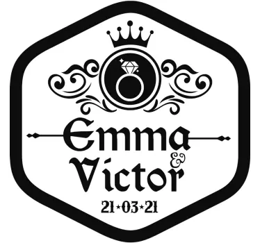 Personalised couple wedding sticker - TenStickers