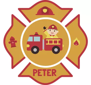 Personalised Kids Firefighter Wall Sticker - TenStickers