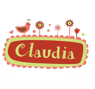 Personalised Name Birds and Flowers Kids Sticker - TenStickers