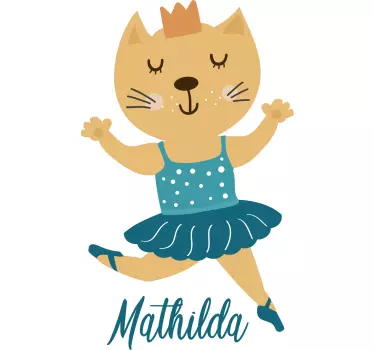 Personalized ballerina cat sticker wall decor - TenStickers