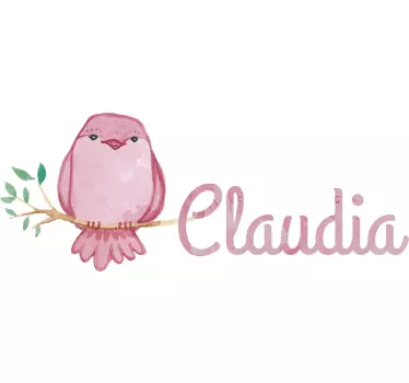 Pink bird wall decal personalizable - TenStickers