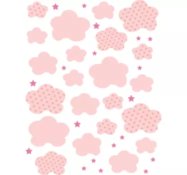 Pack of 41 Pink Clouds Kids Stickers - TenStickers