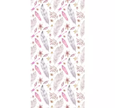 pink feathers door sticker - TenStickers