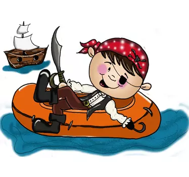 Pirate in a Boat Decorative Decal - TenStickers