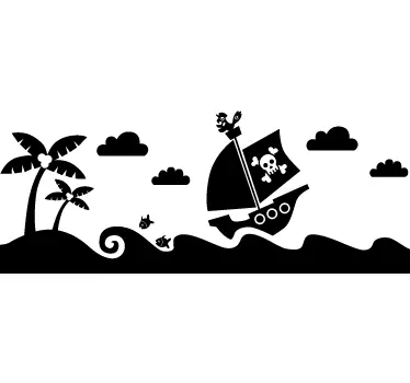 Pirate Ship Kids Sticker - TenStickers