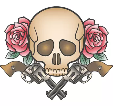 Pistols, Death and Roses Tattoo Sticker - TenStickers