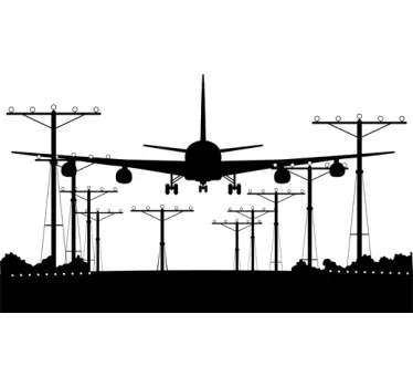 Plane & Airport Runway Silhouette Wall Sticker - TenStickers