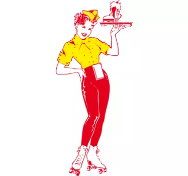 Kitchen wall sticker pop art waitress - TenStickers
