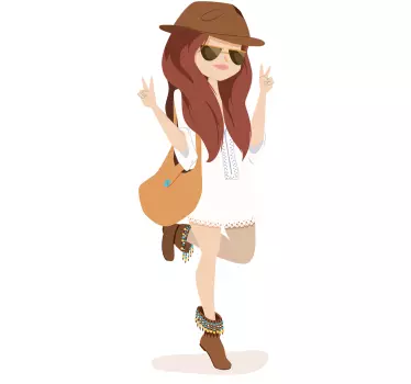 Posh Girl Sketch Fashion Sticker - TenStickers
