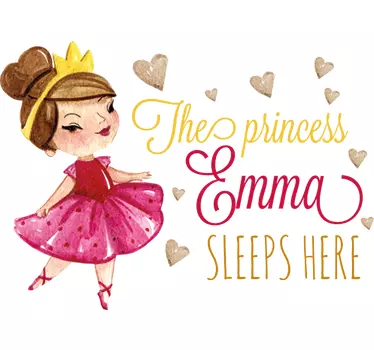 Princess Sleeps Here Personalized Sticker - TenStickers