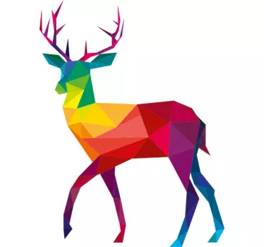 Rainbow Geometric Stag Wall Sticker - TenStickers