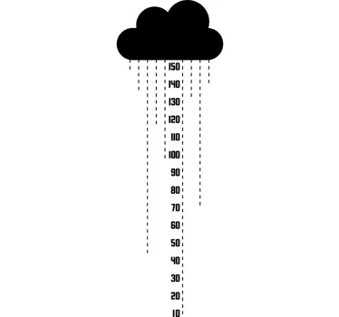 Rainy Cloud Height Chart Sticker - TenStickers