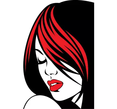 Red Hair and Lips Sticker - TenStickers
