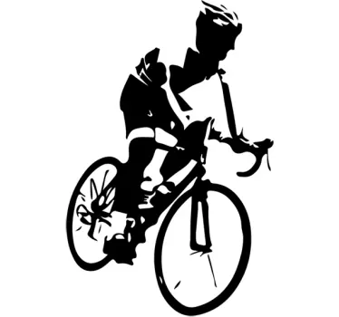 Road cyclist silhouette wall sticker for bedroom - TenStickers