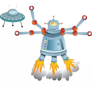 Robot Alien Invasion Wall Sticker - TenStickers