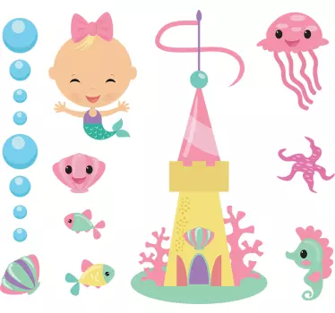 Sea life illustration wall art - TenStickers