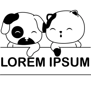 Shop window sticker cute pet friends together - TenStickers