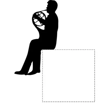 Silhouette Man Playing French Horn Sticker - TenStickers