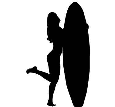 Silhouette Surfer Girl Sticker - TenStickers