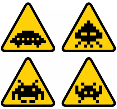 Space Invader Sign Stickers - TenStickers