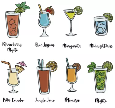summer cocktail drink wall sticker - TenStickers