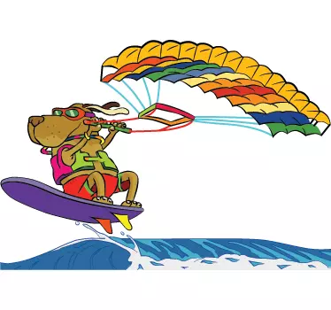 Surfing Dog Kids Sticker - TenStickers