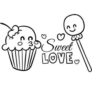 Sweet Love Cupcakes Decal - TenStickers