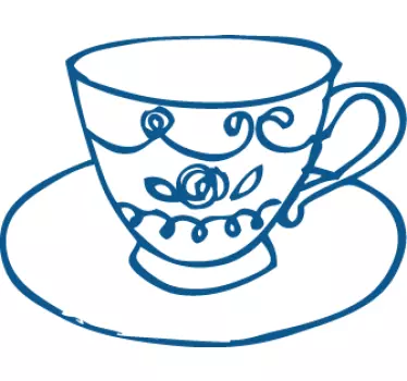 Tea Set Cup Wall Sticker - TenStickers