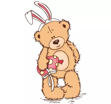 Teddy Bear with Bunny Ears Kids Sticker - TenStickers