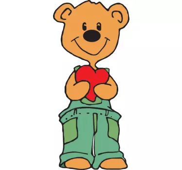 Teddy Bear with Heart Wall Sticker - TenStickers