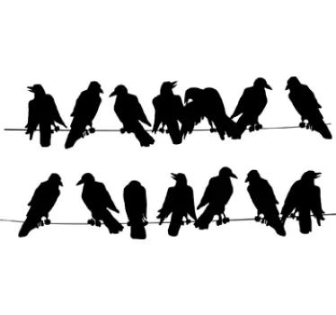 Telephone Line Birds Wall Sticker - TenStickers