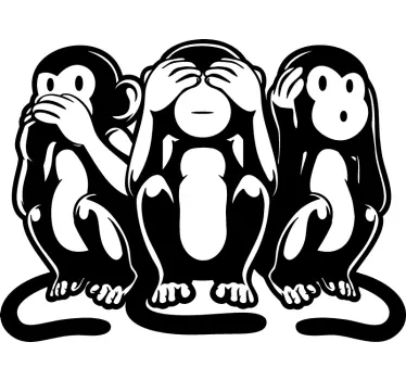 Three Monkeys Wall Art Sticker - TenStickers
