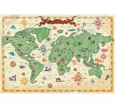 Treasure World Map Card Kids Sticker - TenStickers