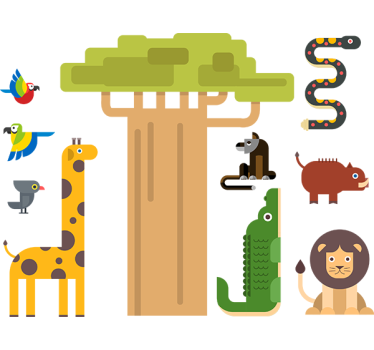 Tropical jungle illustration wall art decal - TenStickers
