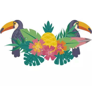 Tropical tucan plant wall decal - TenStickers