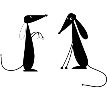 Two Cute Dachshunds Wall Sticker - TenStickers