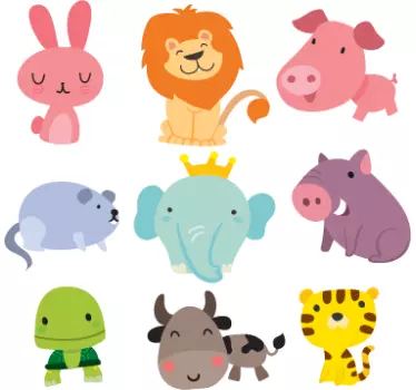 Various Animals Child Cartoon Wall Sticker - TenStickers