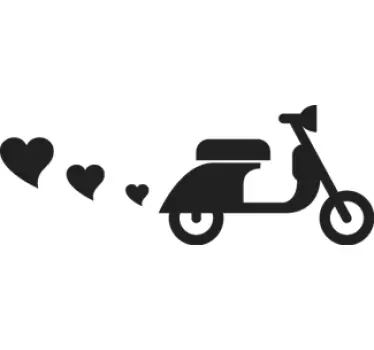 Vespa Scooter Hearts Wall Sticker - TenStickers