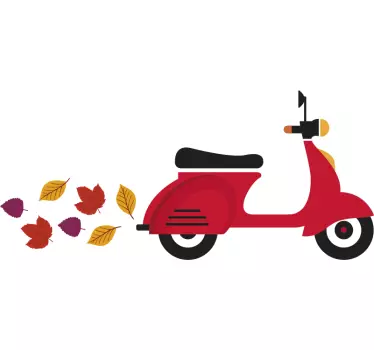 Vespa Scooter Leaves Wall Sticker - TenStickers
