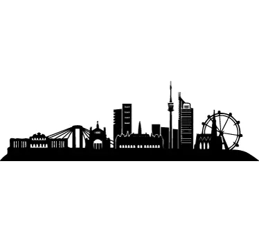 Vienna sights city skyline silhouette wall decal - TenStickers