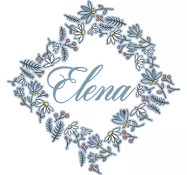 Personalisable blue flower wall sticker - TenStickers