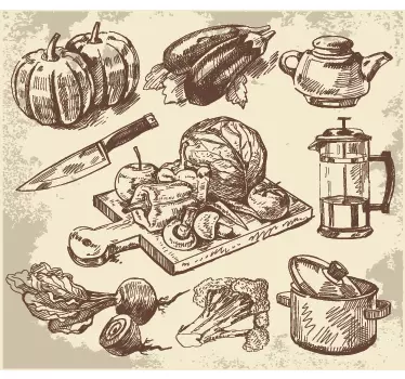 Vintage Food Illustration Decal - TenStickers