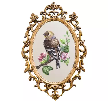 Vintage bird mirror frame animal wall sticker - TenStickers