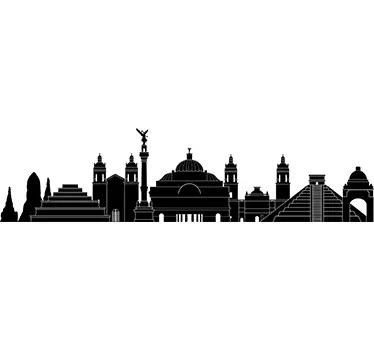 Wall Sticker buildings Mexico skyline silhouette sticker - TenStickers
