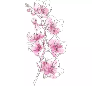 watercolor orchid flower wall decal - TenStickers