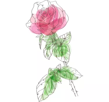 watercolor rose flower wall decal - TenStickers