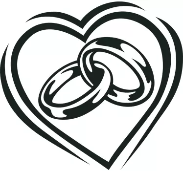 Wedding Rings and Heart Sticker - TenStickers